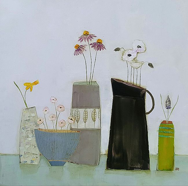Eithne  Roberts - Dark jug, little green vase
